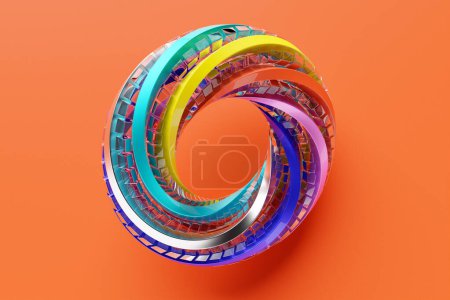 Photo for 3D rendering,  torus geometry shape on  orange background - Royalty Free Image