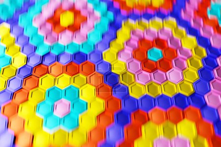 Photo for 3d illustration of a colorful honeycomb monochrome honeycomb for honey. Pattern of simple geometric hexagonal shapes, mosaic background. Bee honeycomb concept, Beehive - Royalty Free Image
