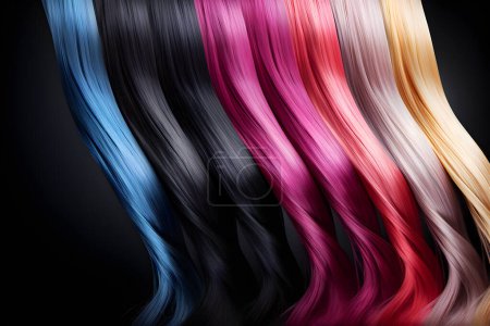 Photo for Close-up of samples of all hair colors for presentation in a beauty salon,  generated by AI. 3D illustration - Royalty Free Image