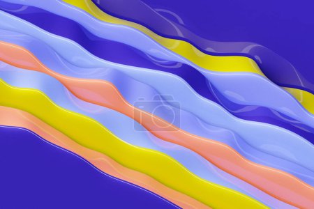 Téléchargez les photos : Bandes géométriques semblables à des vagues. Modèle abstrait de lignes de croisement lumineuses colorées. Illustration 3d - en image libre de droit