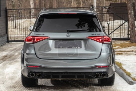 Photo for Novosibirsk, Russia -  March 31, 2024:  silver Mercedes-Benz GLE  , parked on the   street  on a winter day - Royalty Free Image