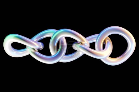Foto de 3d ilustración de cadenas de colores sobre un fondo negro. Patrón geométrico. Fondo de geometría tecnológica - Imagen libre de derechos