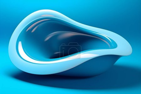 3D illustration,   blue  illusion isometric abstract shape  on monochrome background,  generated by AI. 