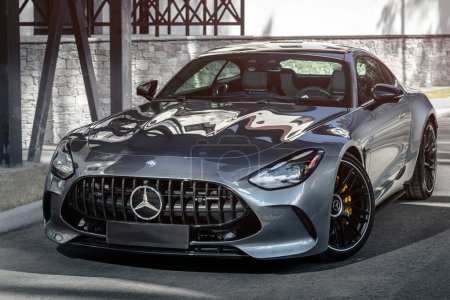 Photo for Novosibirsk, Russia - April    23,   2024 : silver  Mercedes-Benz  AMG GT 63 S 4MATIC - Royalty Free Image