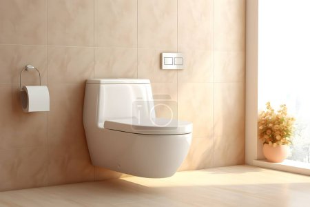 Foto de Aseo en un moderno baño interior, generado por la IA. Ilustración 3D - Imagen libre de derechos