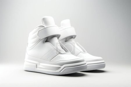 Foto de 3d ilustración blanco nuevas zapatillas deportivas en una suela de espuma enorme, zapatillas de deporte. Zapatillas de deporte de moda, generadas por AI. - Imagen libre de derechos