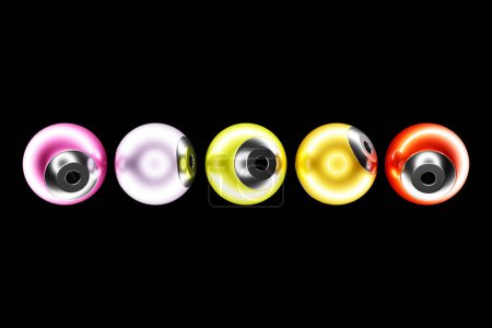 Téléchargez les photos : Ensemble de sphères colorées, collection de boules de verre colorées 3D brillantes et brillantes, illustration colorée. - en image libre de droit
