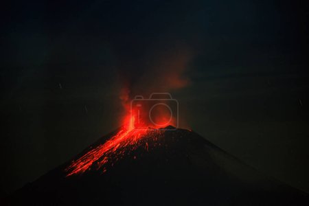 Majestic Crater Eruption of Popocatepetl Volcano in Puebla, Mexico