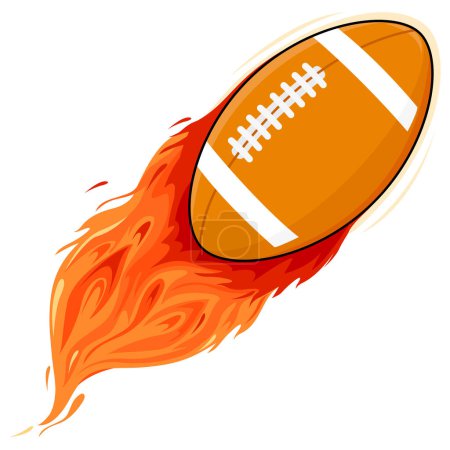 A burning rugby ball. American football. Vector illustration