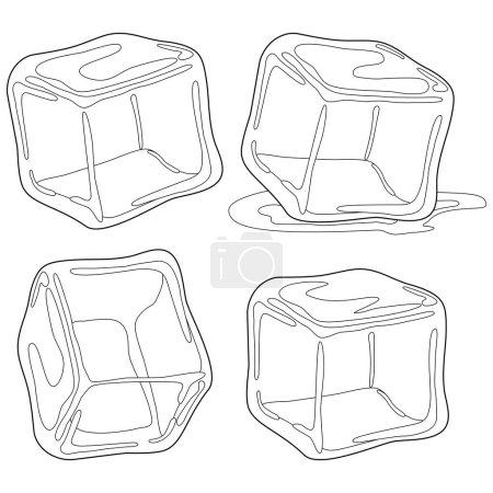 Illustration for Ice cubes. Vector black and white coloring page - Royalty Free Image