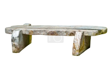 Photo for Marble bench for garden decoration, natural marble stone bench, isolated image on white background with clipping path in file. - Royalty Free Image