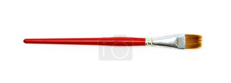 Photo for Red watercolor paint brushes on white background. Flat brushes. Close up. - Royalty Free Image