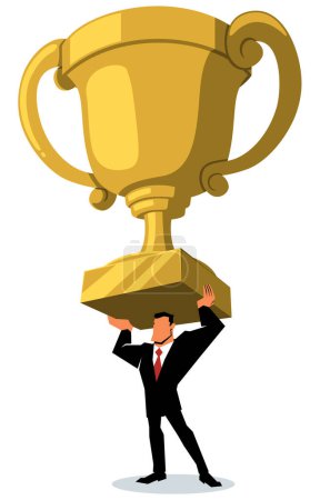 Ilustración de Ilustración de estilo plano conceptual con trofeo de los ganadores de los empresarios como metáfora del gran éxito. - Imagen libre de derechos