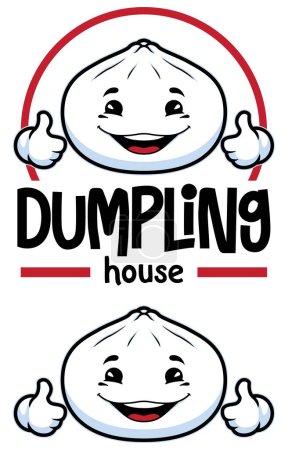 Téléchargez les illustrations : Funny cartoon mascot with cute dumpling character. - en licence libre de droit