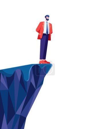 Ilustración de Businessman standing on the edge of a cliff. - Imagen libre de derechos
