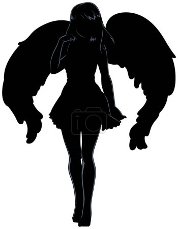 Beautiful angel girl in anime style and on white background.