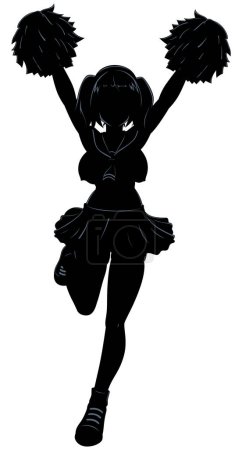 Illustration for Silhouette illustration of cute cheerleader on white background. - Royalty Free Image