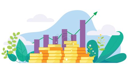 Illustration for Flat style concept illustration for big financial gains or profits. - Royalty Free Image