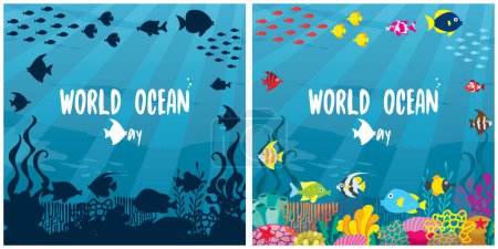 Téléchargez les illustrations : Illustration conceptuelle pour la journée mondiale de l'océan. - en licence libre de droit