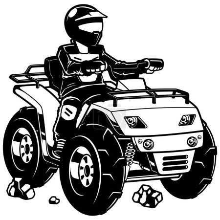 Ilustración de Vehículo todo terreno o bici cuádruple sobre fondo blanco y en 4 versiones a color. - Imagen libre de derechos
