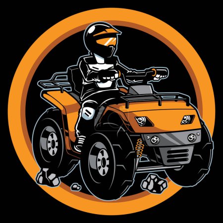 All-terrain vehicle or quad bike on white background and in 4 color versions.