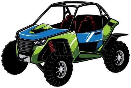 Illustration for Mascot illustration for side-by-side utility vehicle on white background. - Royalty Free Image