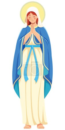 Illustration for Flat design illustration of praying Virgin Mary. - Royalty Free Image