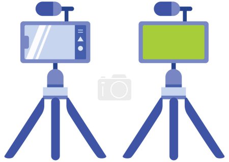Ilustración de Diseño plano ilustración del kit de vlogger sobre fondo blanco. - Imagen libre de derechos