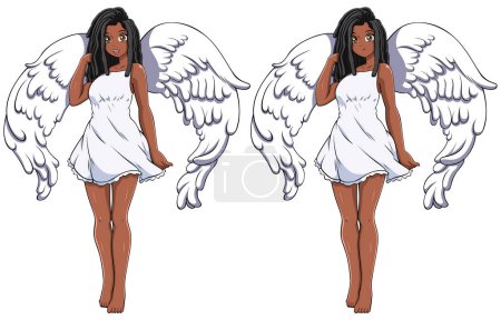 Illustration for Anime style illustration of beautiful girl angel on white background. - Royalty Free Image
