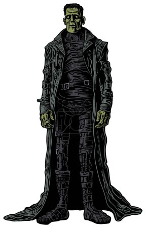 Ilustración de Ilustración del monstruo Frankenstein aislado sobre fondo blanco. - Imagen libre de derechos