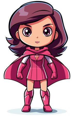 Illustration for Female superhero in pink costume with confident pose, vibrant and animated style. - Royalty Free Image