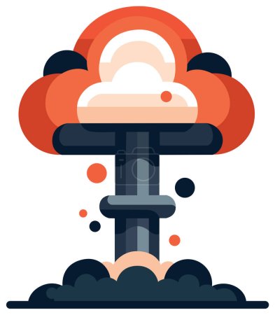 Illustration for Stylized nuclear explosion with mushroom cloud in flat design. - Royalty Free Image