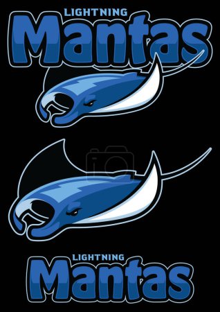 Illustration for Mascot style illustration of a manta ray with electrifying energy. - Royalty Free Image