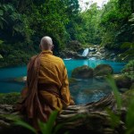 Monk in the tropical forest 