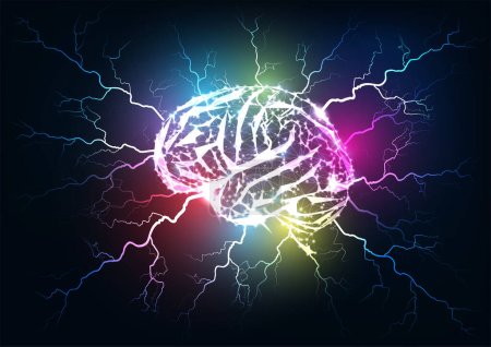 Concept de neuroplasticité, développement de la capacité d'apprentissage du cerveau dans un style futuriste à faible luminosité polygonale sur fond bleu foncé. Illustration vectorielle abstraite moderne de conception de connexion.