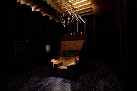 Foto de MILÁN, ITALIA - 16 DE ABRIL DE 2024: Instalación de Thinking Room por David Lynch en el Salone del Mobile durante la Semana del Diseño de Milán - Imagen libre de derechos