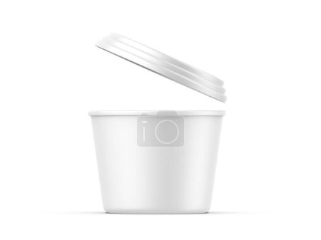 Foto de Taza de tarro de plástico con tapa maqueta para el embalaje y la marca, ilustración de renderizado 3d - Imagen libre de derechos