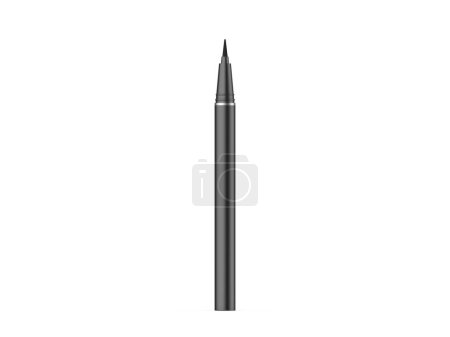 Téléchargez les photos : Eye-liner stylo croquis noir, modèle de maquette de produit cosmétique féminin sur fond blanc isolé, illustration 3d - en image libre de droit