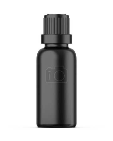 Botella cosmética negra con plantilla de maqueta de tapa de tornillo sobre fondo blanco aislado, lista para presentación de diseño, ilustración 3d