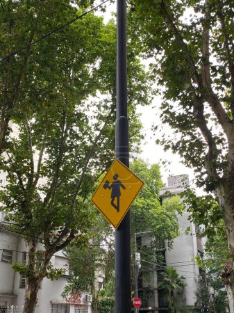 a road sign under a tree, Buenos Aires street