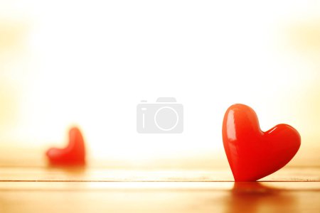 Photo for Two shiny red hearts for Valentines day - Royalty Free Image