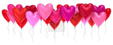 Téléchargez les photos : Bunch of red and pink balloons isolated on white - 3d render - en image libre de droit