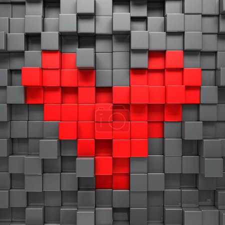 Téléchargez les photos : Red heart blocks background - 3d render - en image libre de droit