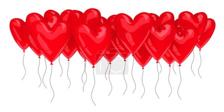 Téléchargez les photos : Bunch of red balloons isolated on white - 3d render - en image libre de droit