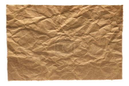 Téléchargez les photos : Toile marron épaisse comme du papier recyclé, avec des bords déchirés, isolée sur du blanc. - en image libre de droit