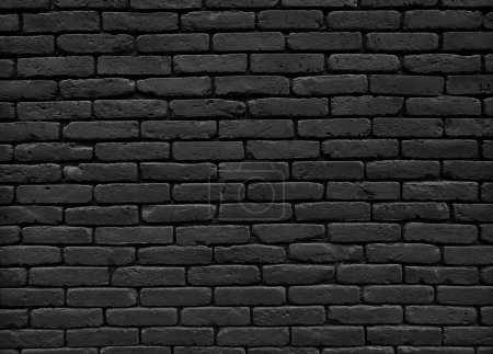 Photo for Black vintage brick wall texture background. Close up of old grunge brick tiles. - Royalty Free Image