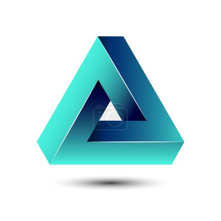 Illustration for Penrose impossible triangle icon. Geometric 3D shape optical illusion vector illustration for logo idea. - Royalty Free Image