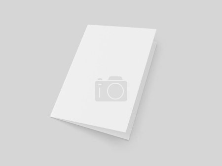 Halb gefaltete Broschüre blanke weiße Vorlage für Mock-up und Präsentationsdesign. 3D-Illustration.