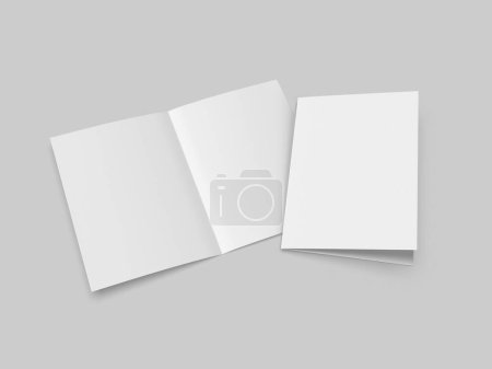 Half-fold brochure blank white template for mock up and presentation design. 3d illustration.