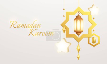 Ilustración de Diseño festivo islámico con decoraciones colgantes - Linterna, estrella y forma geométrica. - Imagen libre de derechos